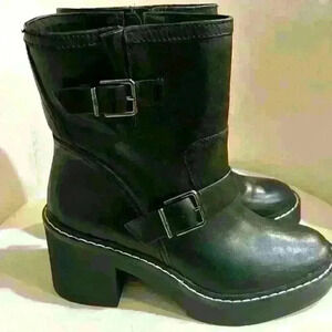 NWOT. No box. DKNY Women’s Daray Moto Leather Bootie. Color: Black. Size…